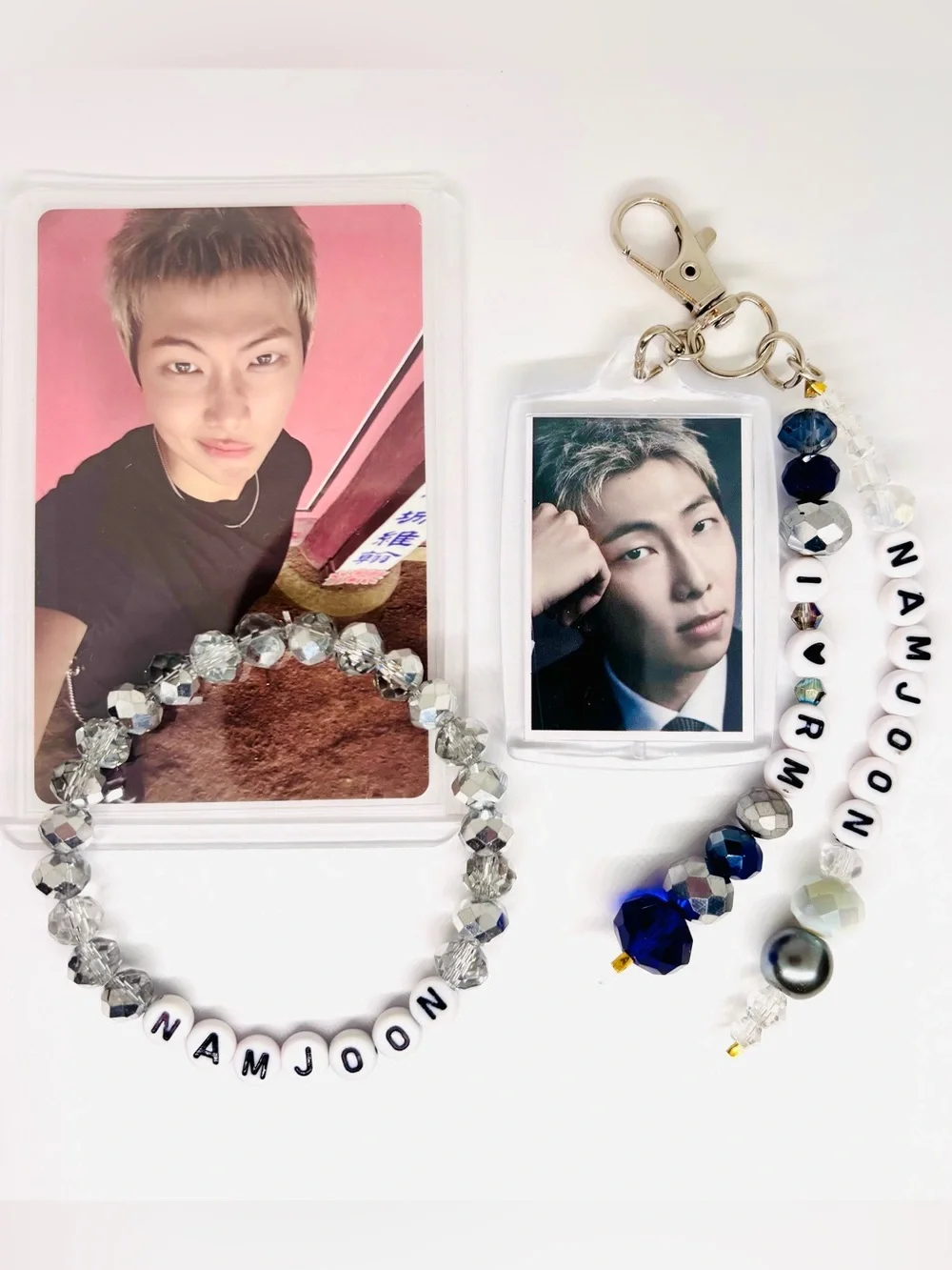 (3pcs) BTS RM NAMJOON PHOTO KEYCHAIN BRACELET PHOTOCARD BUNDLE
